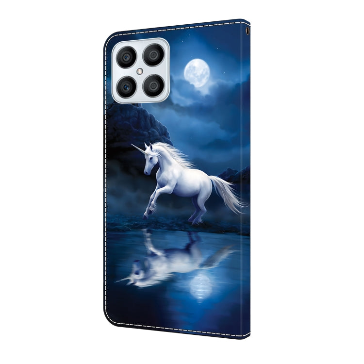 For Honor X8 4G Crystal Painted Leather Phone case(White Horse)
