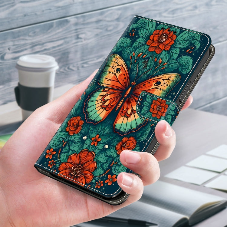 For Honor 50 Crystal Painted Leather Phone case(Flower Butterfly)