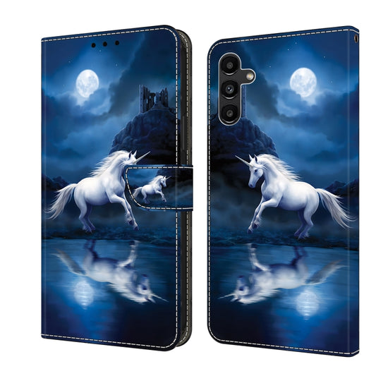 For Samsung Galaxy S24 5G Crystal Painted Leather Phone case(White Horse)