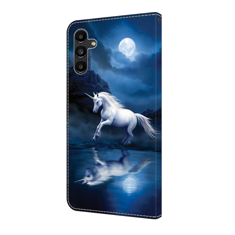 For Samsung Galaxy S24 5G Crystal Painted Leather Phone case(White Horse)