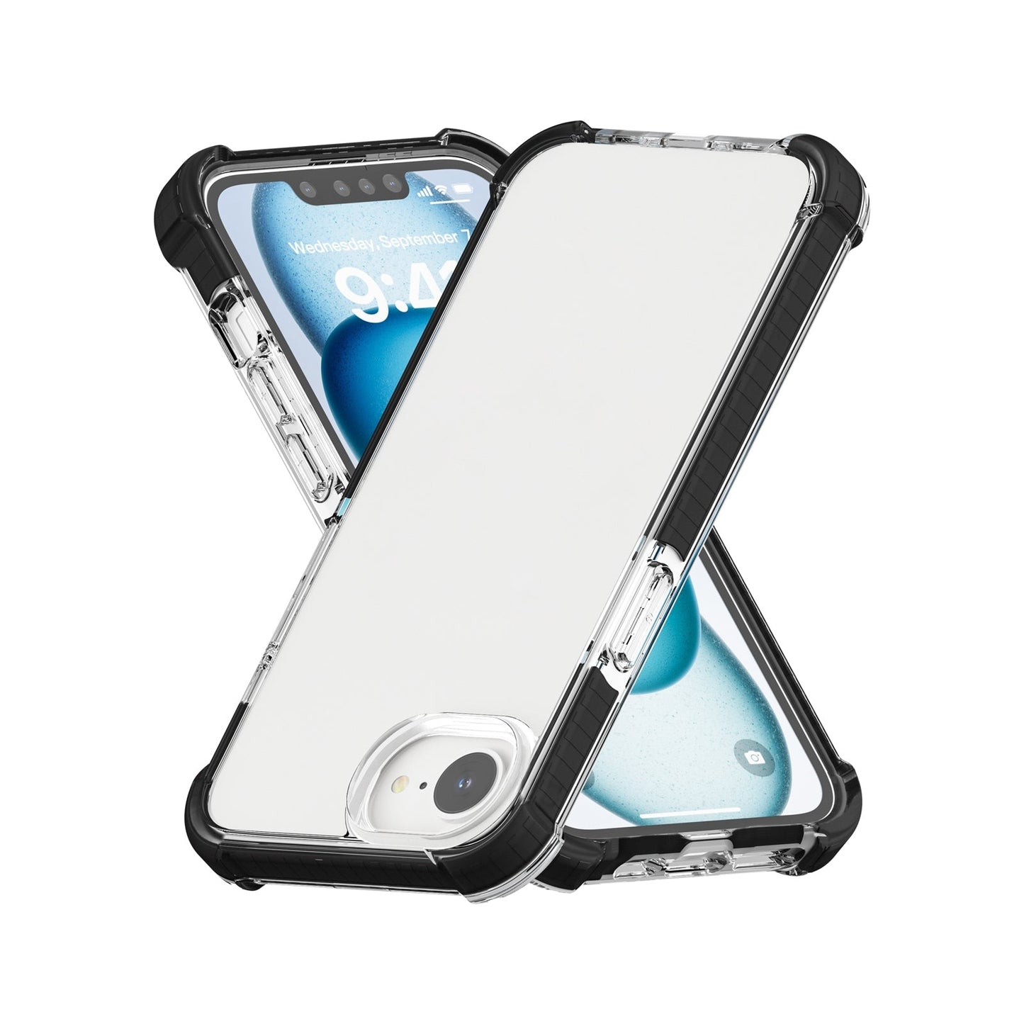 For iPhone 16e Acrylic Full Coverage Shockproof Phone Case(Black + Transparent)