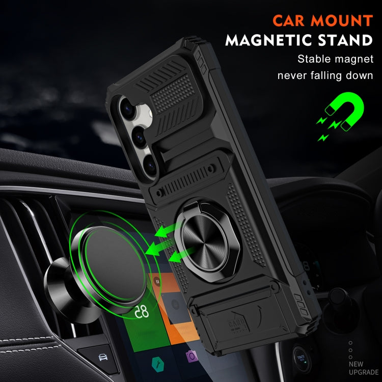 For Samsung Galaxy S24 5G TPU+PC Shockproof Card Phone Case with Metal Ring Holder(Black)