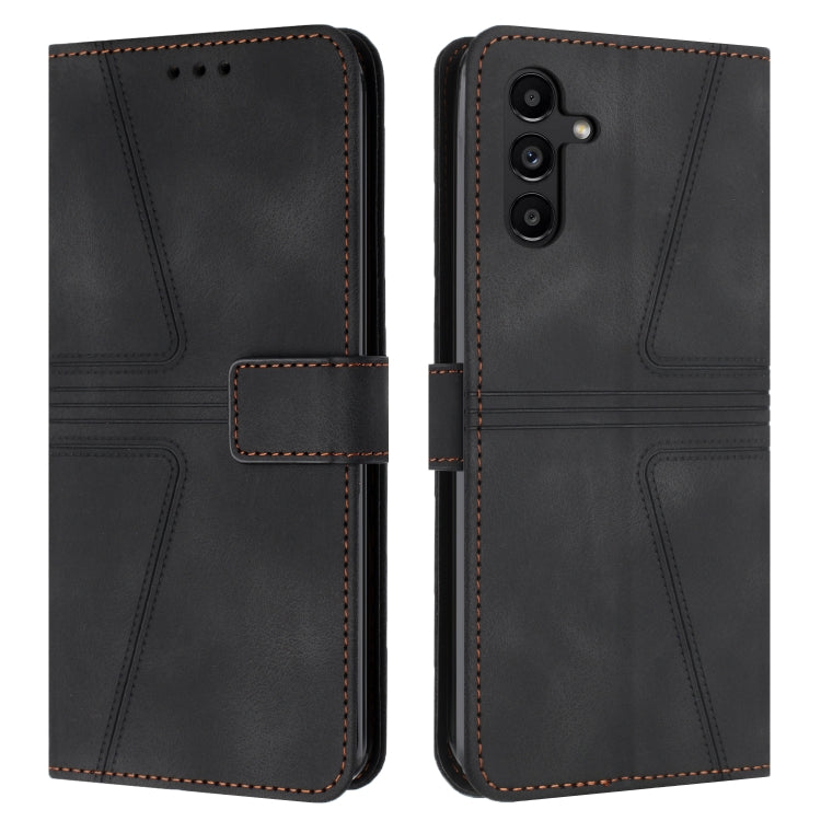 For Samsung Galaxy S24 5G Triangle Solid Color Leather Phone Case(Black)