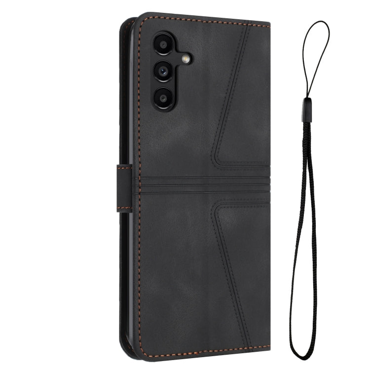 For Samsung Galaxy S24 5G Triangle Solid Color Leather Phone Case(Black)
