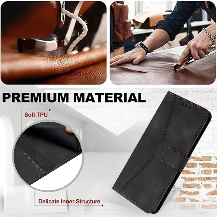 For Samsung Galaxy S24 5G Triangle Solid Color Leather Phone Case(Black)