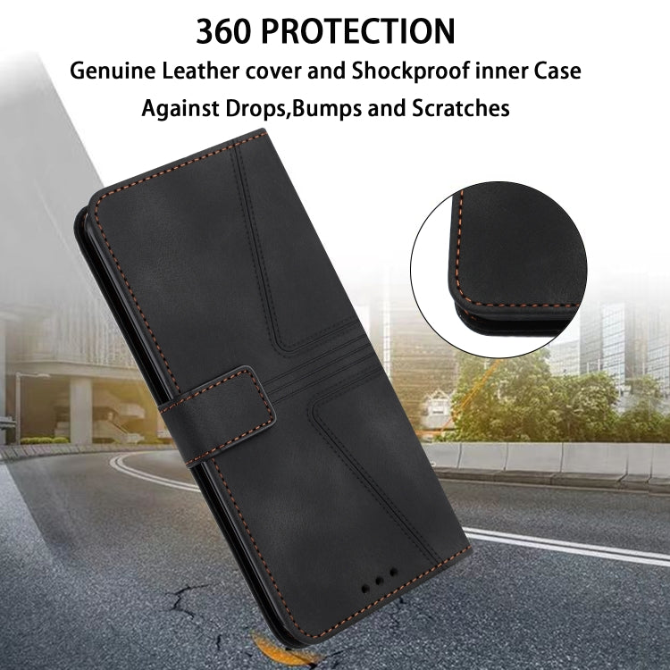 For Samsung Galaxy S24 5G Triangle Solid Color Leather Phone Case(Black)