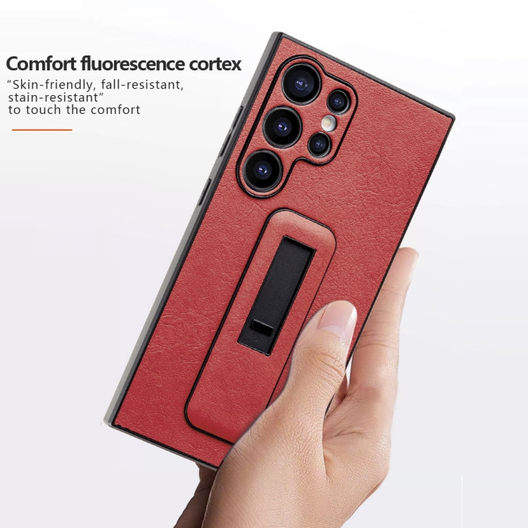 For Samsung Galaxy S24 5G PU Leather Push-pull Bracket Shockproof Phone Case(Black)