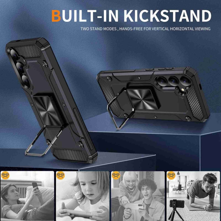 For Samsung Galaxy S24 5G Shockproof Metal Holder Phone Case(Black)