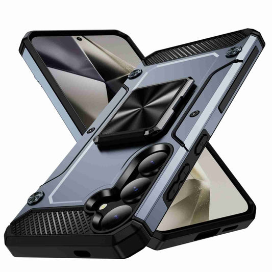 For Samsung Galaxy S24 5G Shockproof Metal Holder Phone Case(Grey)