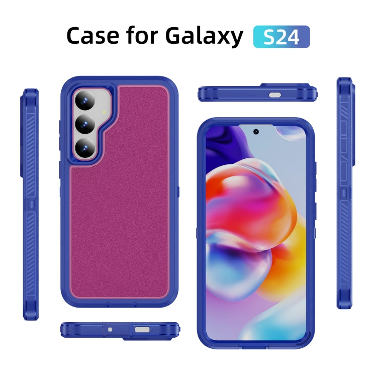 For Samsung Galaxy S24 5G Guard Life Waterproof Frosted Phone Case(Blue+Rose Red)