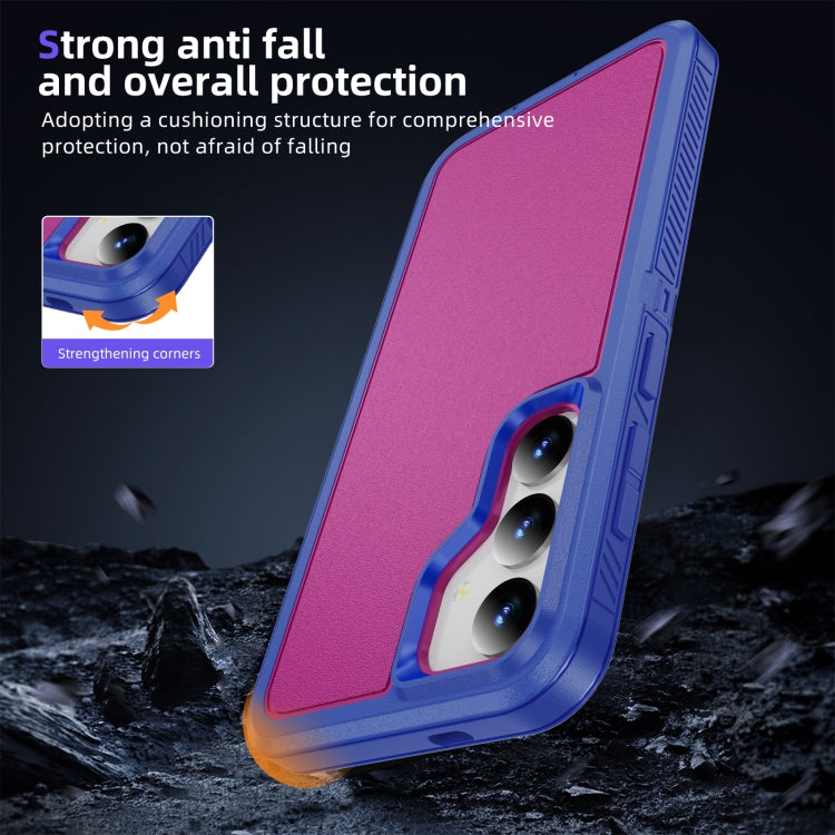 For Samsung Galaxy S24 5G Guard Life Waterproof Frosted Phone Case(Blue+Rose Red)