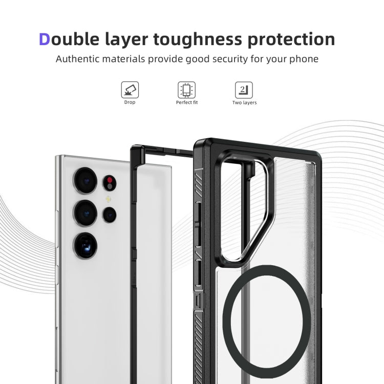 For Samsung Galaxy S24 5G Guard Magsafe Magnetic Frosted Phone Case(Black+Transparent)