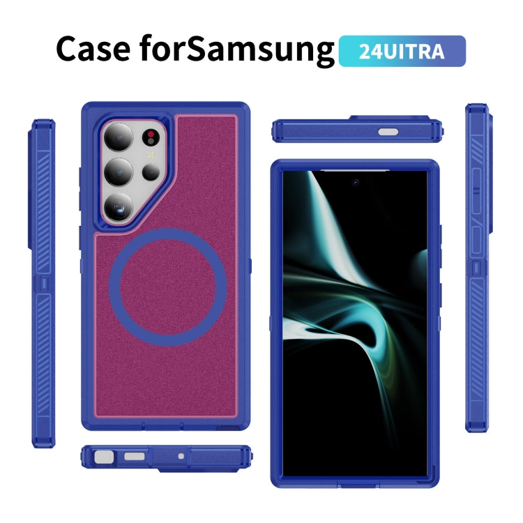 For Samsung Galaxy S24 5G Guard Magsafe Magnetic Frosted Phone Case(Blue+Rose Red)