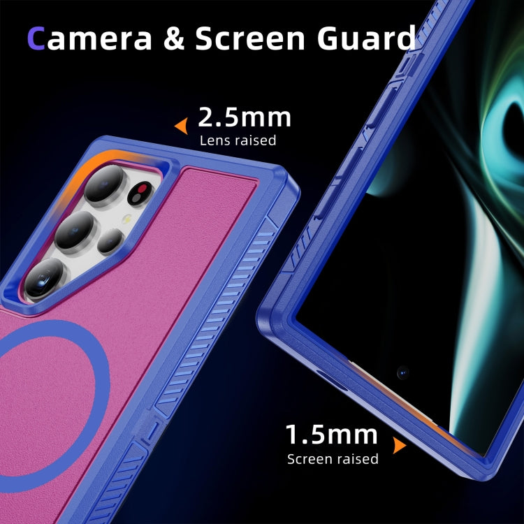 For Samsung Galaxy S24 5G Guard Magsafe Magnetic Frosted Phone Case(Blue+Rose Red)