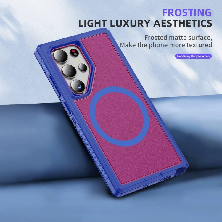 For Samsung Galaxy S24 5G Guard Magsafe Magnetic Frosted Phone Case(Blue+Rose Red)