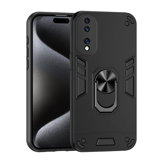 For Honor 70 Shockproof Metal Ring Holder Phone Case(Black)