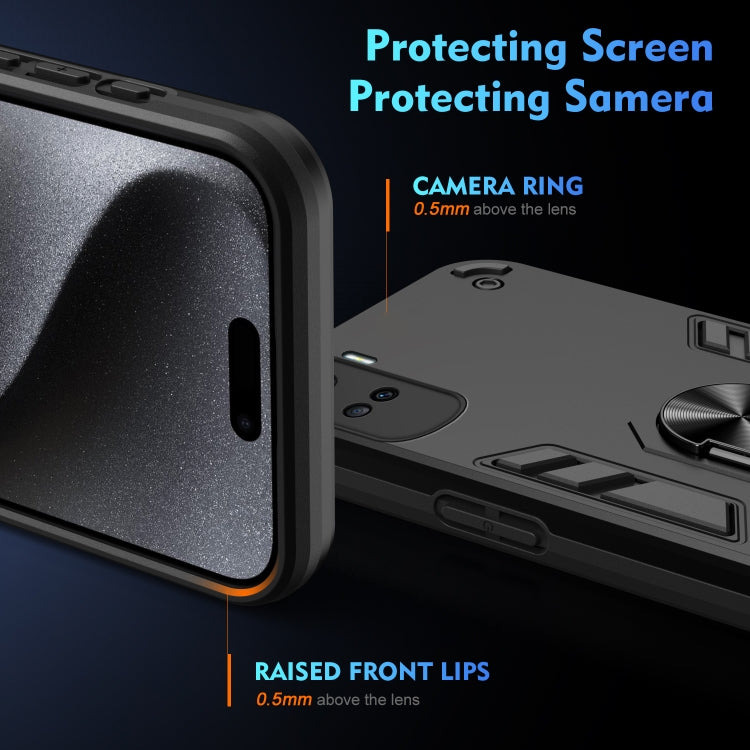 For Honor 90 Lite Shockproof Metal Ring Holder Phone Case(Black)