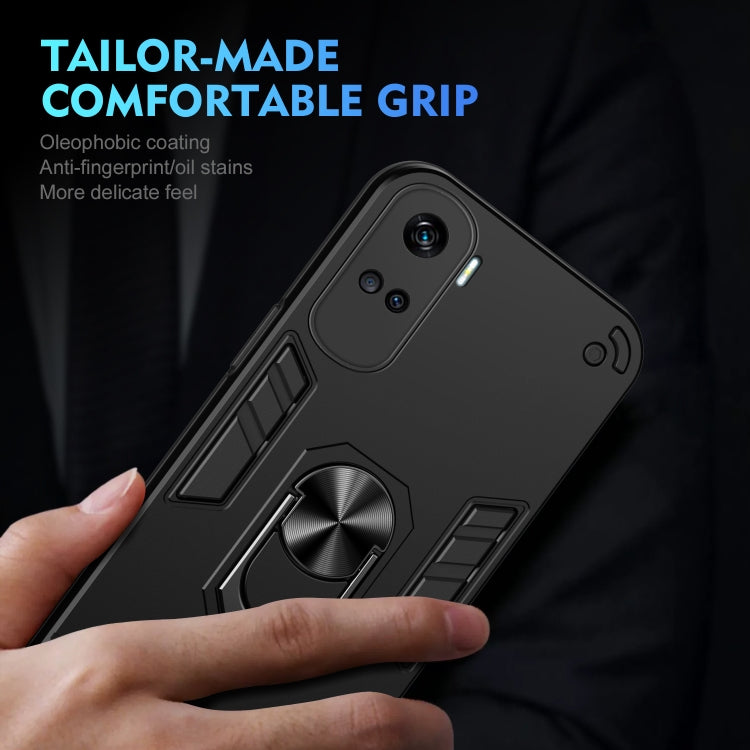 For Honor 90 Lite Shockproof Metal Ring Holder Phone Case(Black)