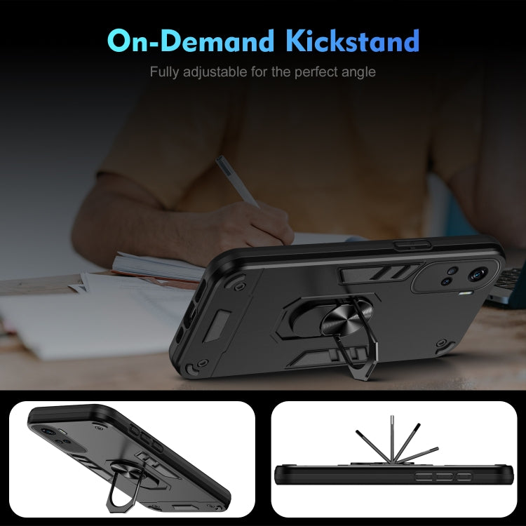 For Honor 90 Lite Shockproof Metal Ring Holder Phone Case(Black)