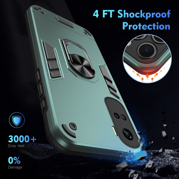 For Honor 90 Lite Shockproof Metal Ring Holder Phone Case(Green)
