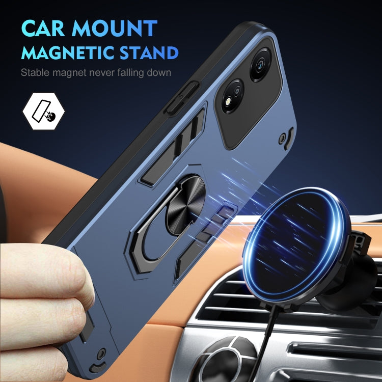 For Honor X5 Plus Shockproof Metal Ring Holder Phone Case(Blue)