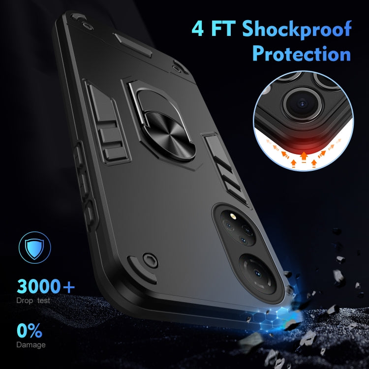 For Honor X7 Shockproof Metal Ring Holder Phone Case(Black)