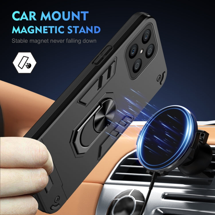 For Honor X8 Shockproof Metal Ring Holder Phone Case(Black)