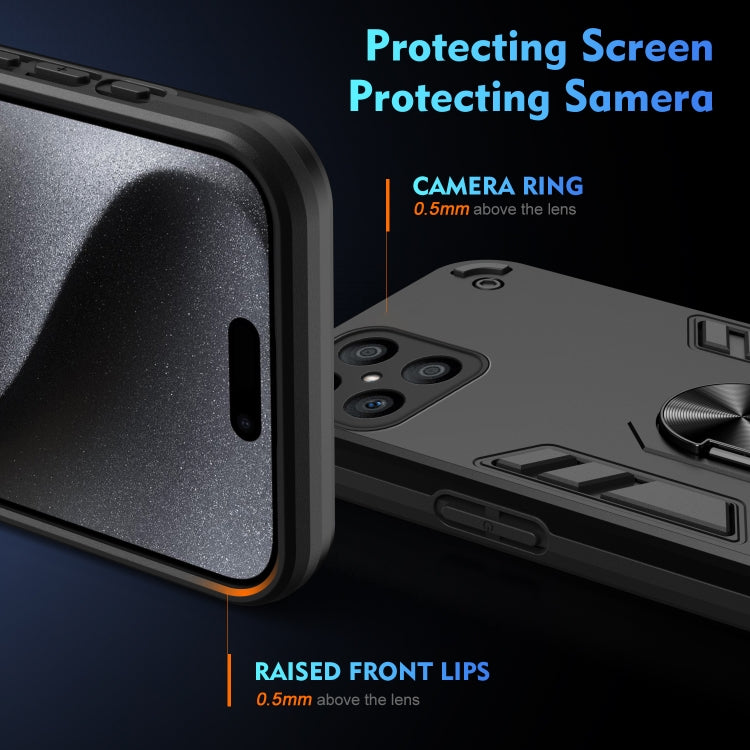 For Honor X8 Shockproof Metal Ring Holder Phone Case(Black)
