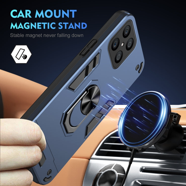 For Honor X8 Shockproof Metal Ring Holder Phone Case(Blue)