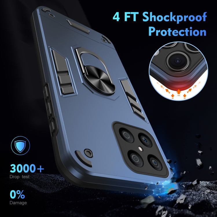 For Honor X8 Shockproof Metal Ring Holder Phone Case(Blue)