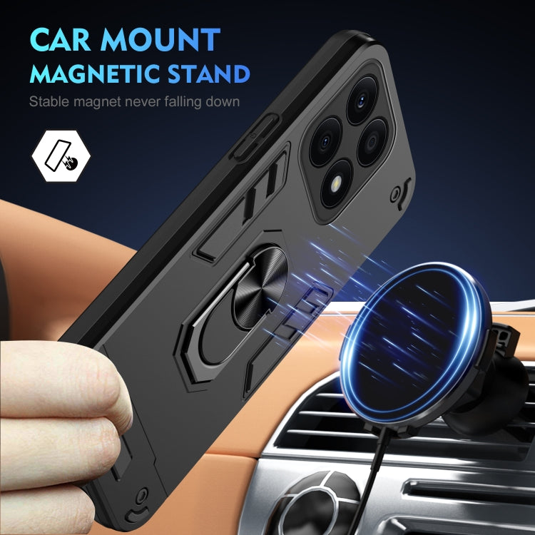 For Honor X8a Shockproof Metal Ring Holder Phone Case(Black)