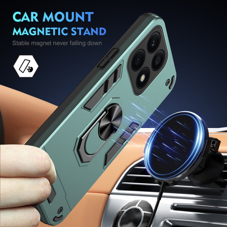 For Honor X8a Shockproof Metal Ring Holder Phone Case(Green)