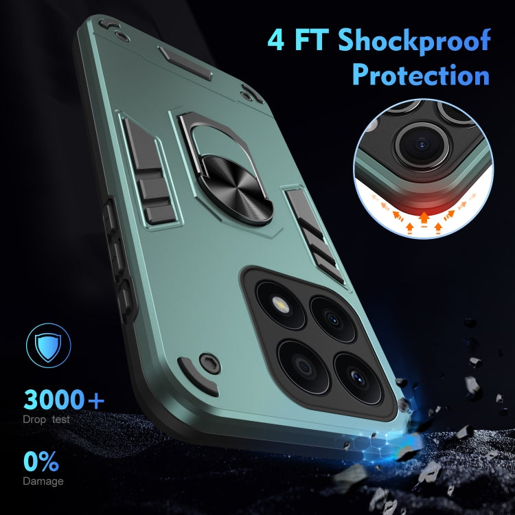 For Honor X8a Shockproof Metal Ring Holder Phone Case(Green)