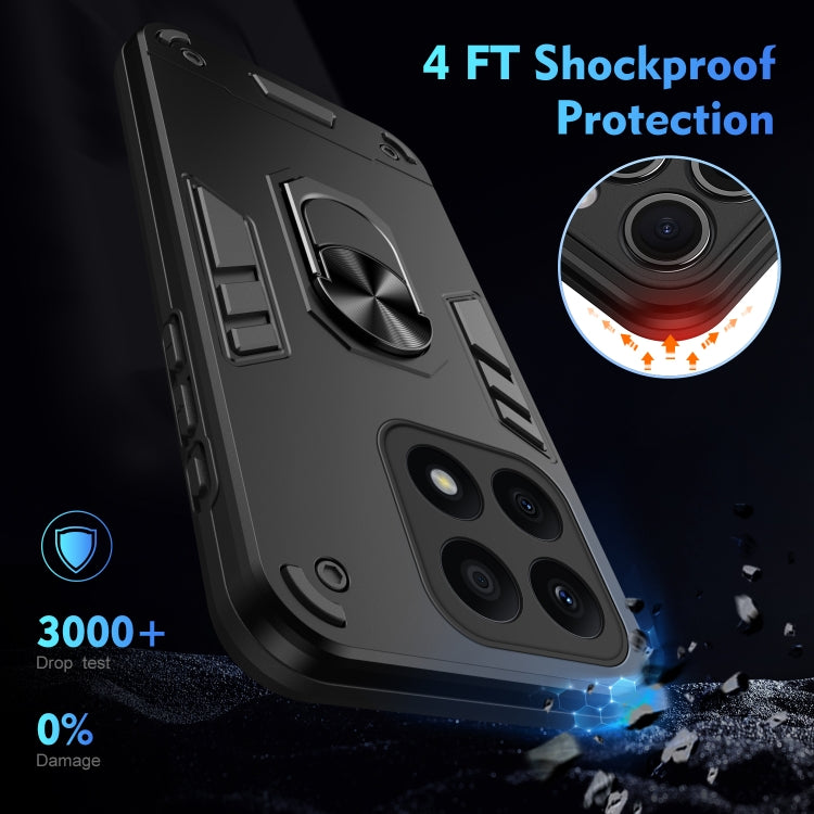 For Honor X8b Shockproof Metal Ring Holder Phone Case(Black)