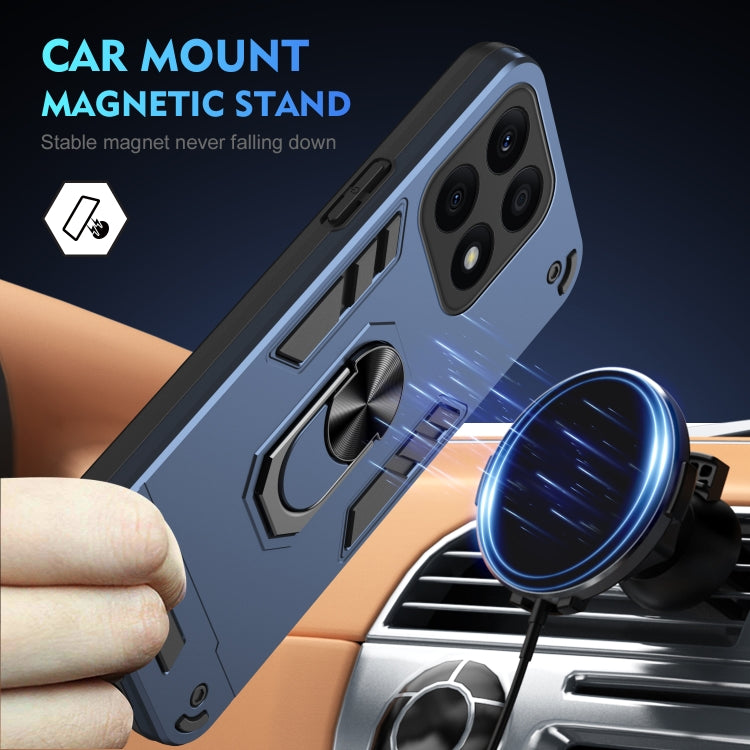 For Honor X8b Shockproof Metal Ring Holder Phone Case(Blue)