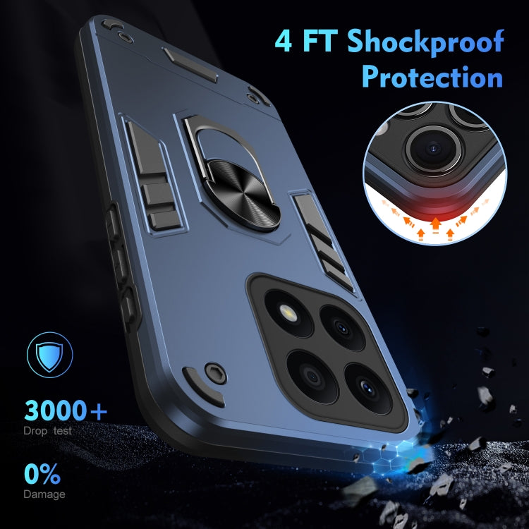 For Honor X8b Shockproof Metal Ring Holder Phone Case(Blue)