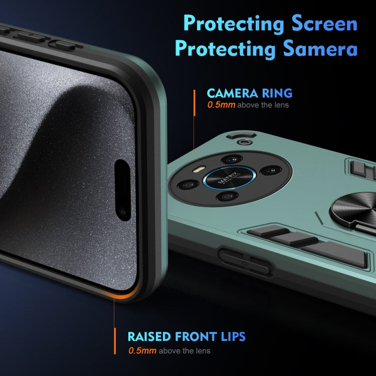 For Honor X9 Shockproof Metal Ring Holder Phone Case(Green)