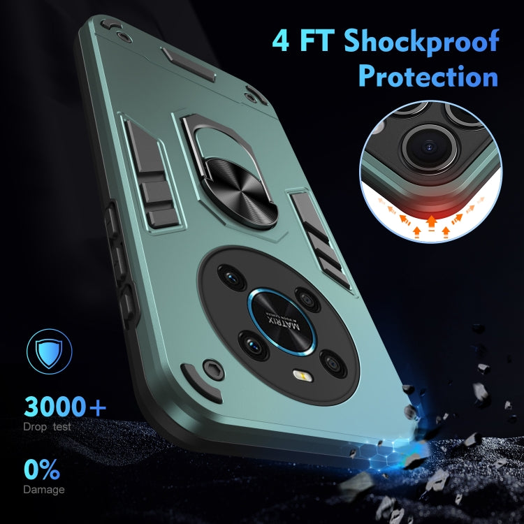 For Honor X9 Shockproof Metal Ring Holder Phone Case(Green)