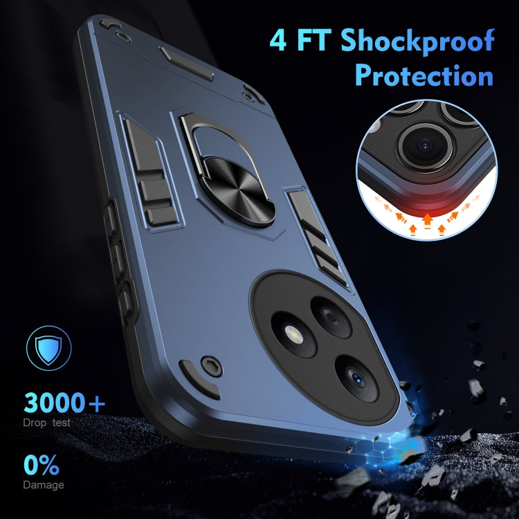 For Honor X50i+ Shockproof Metal Ring Holder Phone Case(Blue)