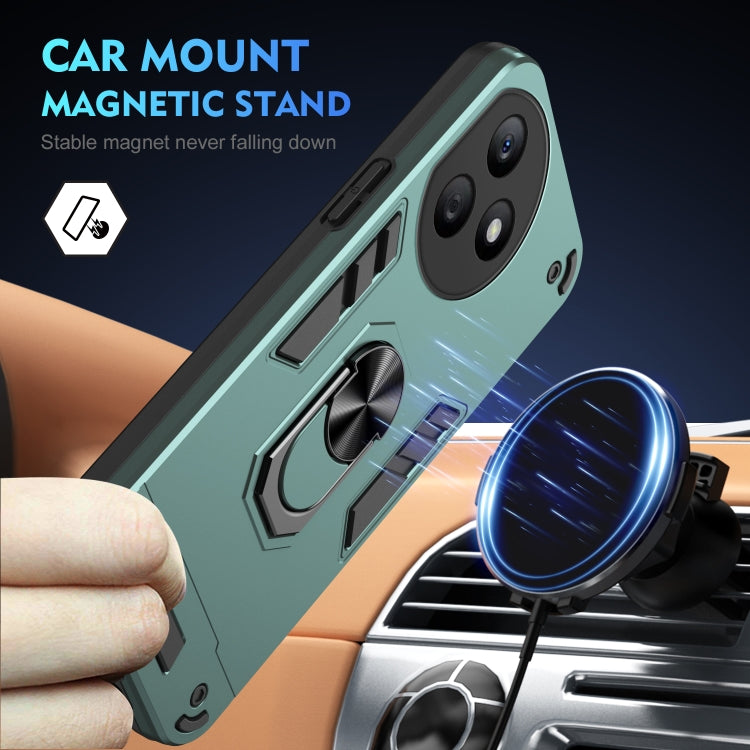 For Honor X50i+ Shockproof Metal Ring Holder Phone Case(Green)