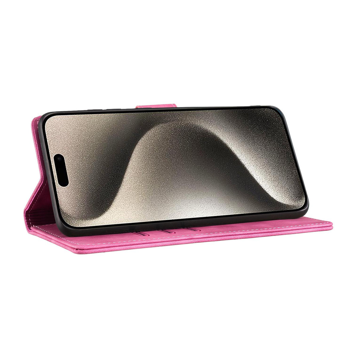 Compatible with iPhone 18 Pro Max & 17 Pro Max Pen Heart Cat Embossed Leather Phone Case - Pink