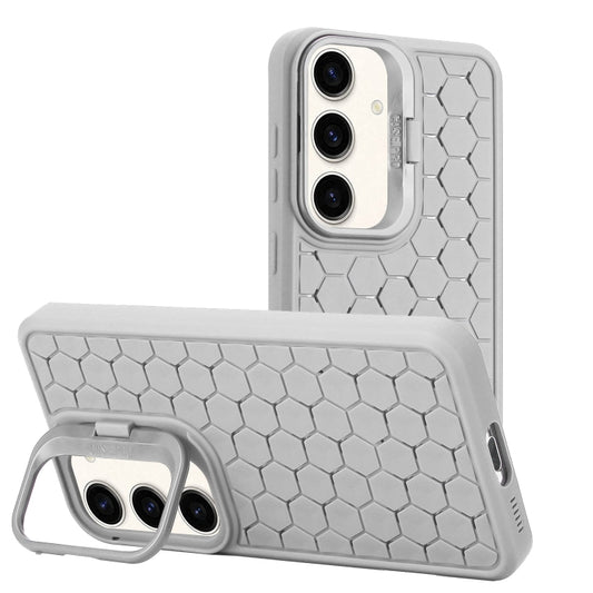 For Samsung Galaxy S24 5G Honeycomb Radiating Lens Holder TPU Phone Case(Grey)