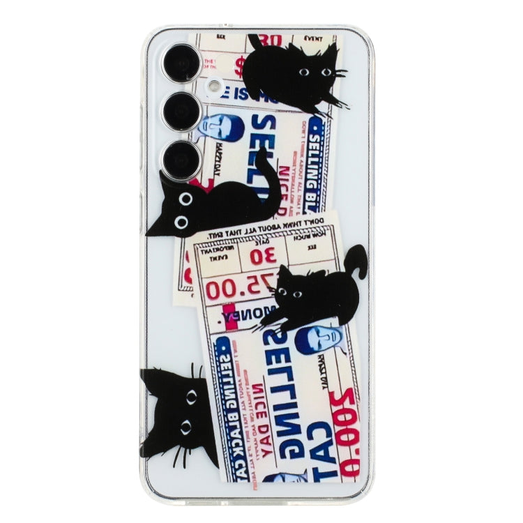 For Samsung Galaxy S24 5G Colorful Painting Pattern TPU Phone Case(Black Cat)