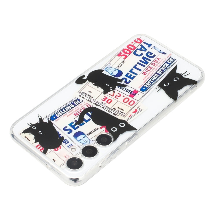 For Samsung Galaxy S24 5G Colorful Painting Pattern TPU Phone Case(Black Cat)