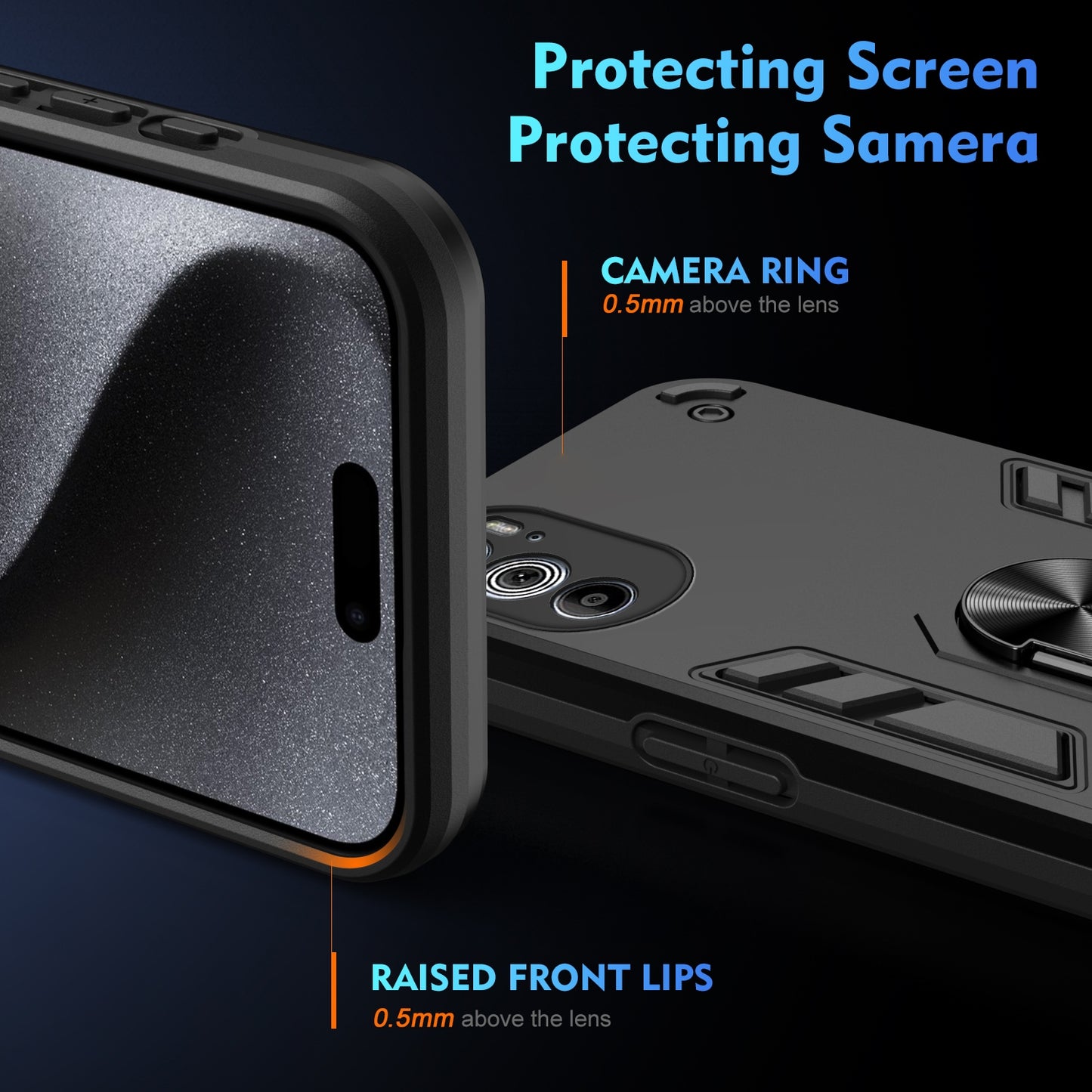 For Motorola Edge 30 Pro Shockproof Metal Ring Holder Phone Case(Black)