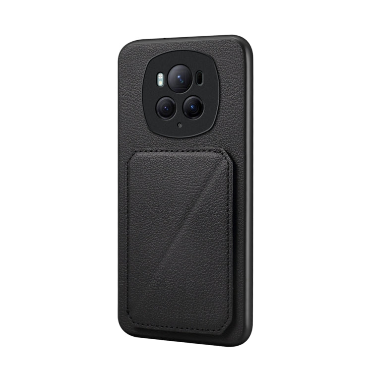 For Honor Magic6 Pro 5G D04 Calf Texture Dual Card Slot Holder Phone Case(Black)