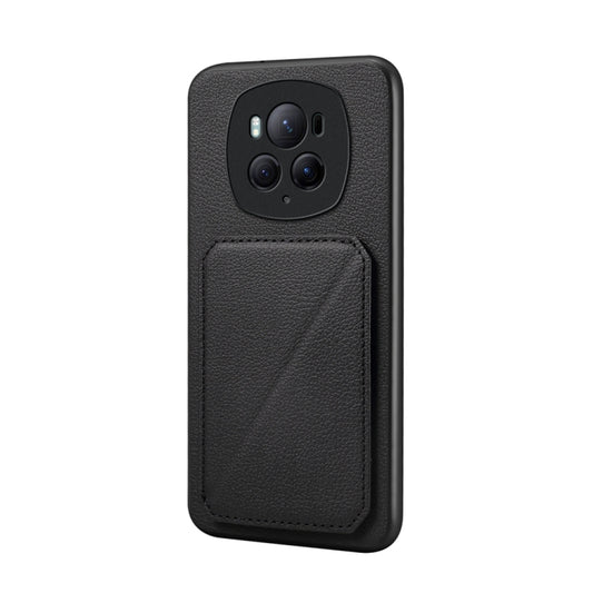 For Honor Magic6 Pro 5G D04 Calf Texture Dual Card Slot Holder Phone Case(Black)