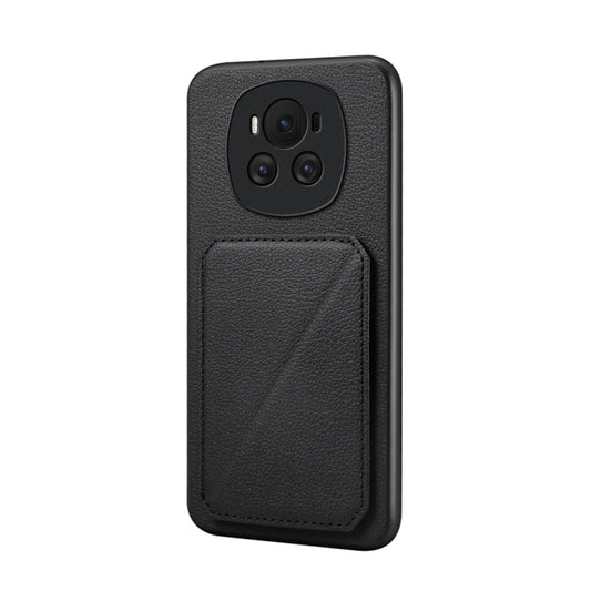 For Honor Magic6 5G D04 Calf Texture Dual Card Slot Holder Phone Case(Black)
