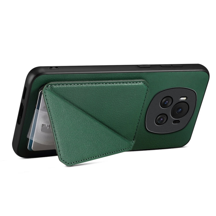 For Honor Magic6 5G D04 Calf Texture Dual Card Slot Holder Phone Case(Green)