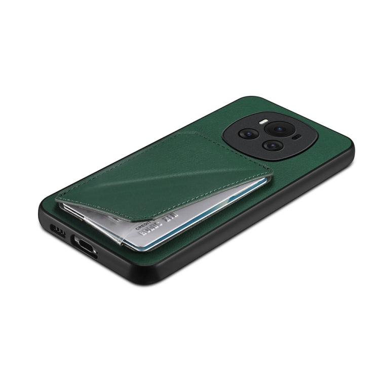 For Honor Magic6 5G D04 Calf Texture Dual Card Slot Holder Phone Case(Green)